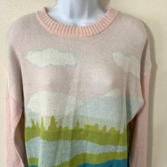 Just Polly Fairy Kei Kawaii Girly Novelty Landscape Cottagcore Knit Sweater S - Picture 2 of 10